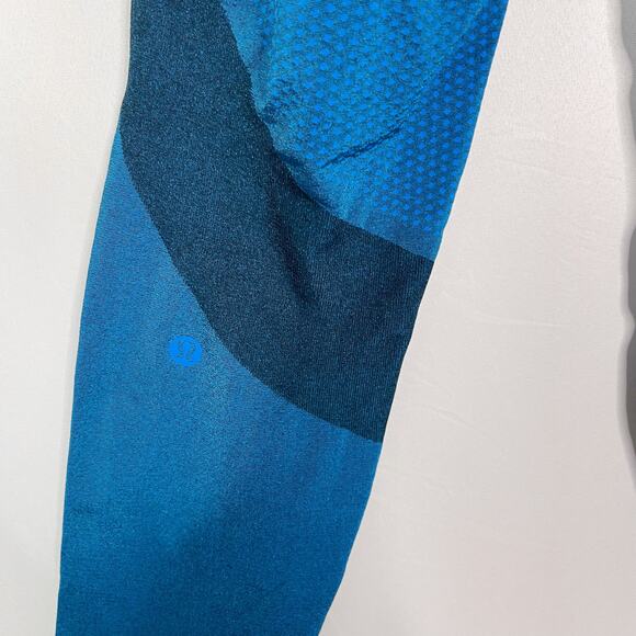 Lululemon Womens 4 Blue Poolside Seamless Mesh High Rise Training Leggings 25" - Picture 7 of 9